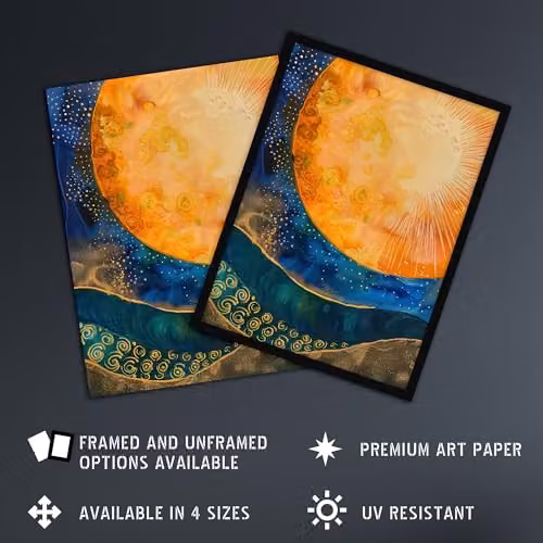 Artery8 Abstract Sunrise Modern Tarot Style Wall Art Poster Print, Multicolour, W: 46.0 cm, H: 61.0 cm – 2