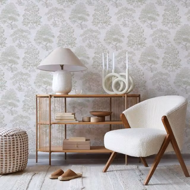 Superfresco Elmwood Trees Wallpaper in Sage Green