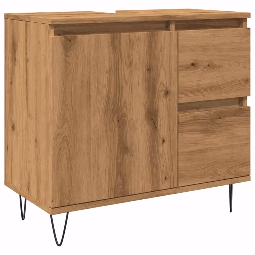 Berkfield Home Artisan Oak Sink Cabinet in Brown, W/D/H: 65 x 33 x 60 cm – 2