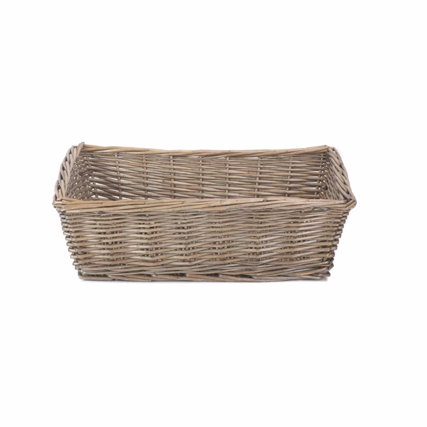Red Hamper Antique Wash Tapered Rectangular Serving Tray in Brown Rattan and Wood, Width: 14 cm – 2