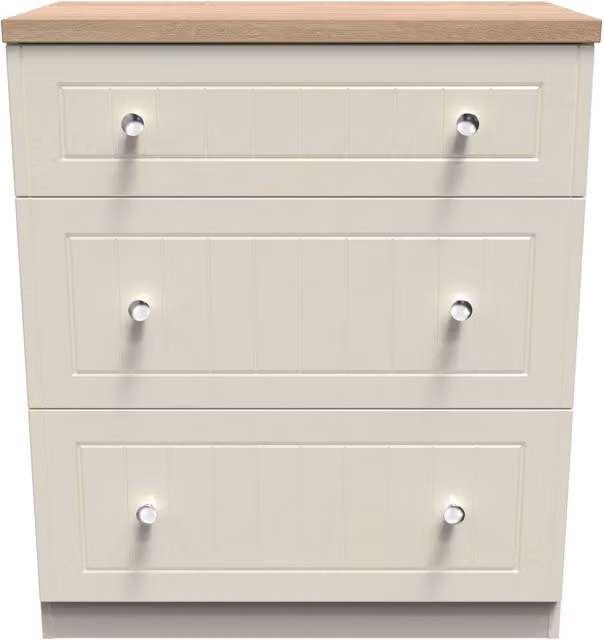 Ready Assembled 2 U Cambridge 3 Drawer Deep Chest in Cream