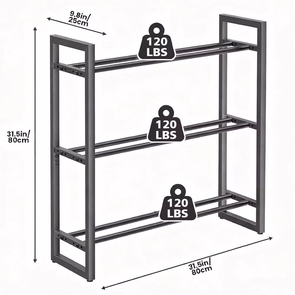 VOGREX Heavy Duty Metal 3-Tier Adjustable Dumbbell Storage Rack in Black – 2