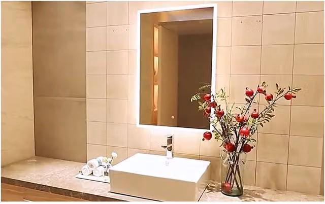 DEENZ Silver Rectangular LED Bathroom Wall Mirror with Touch Switch Sensor