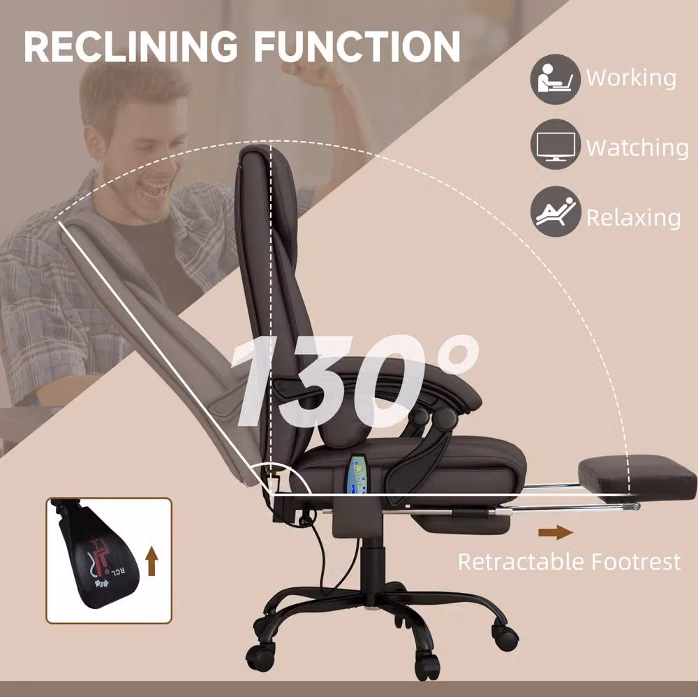 STILVORA Brown Synthetic Leather Executive Office Chair with Headrest and 360 Degree Swivel – 6