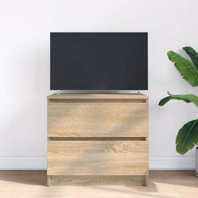 Berkfield Home Sonoma Oak TV Cabinet in Light Tan, W/D/H: 60 x 35 x 54 cm