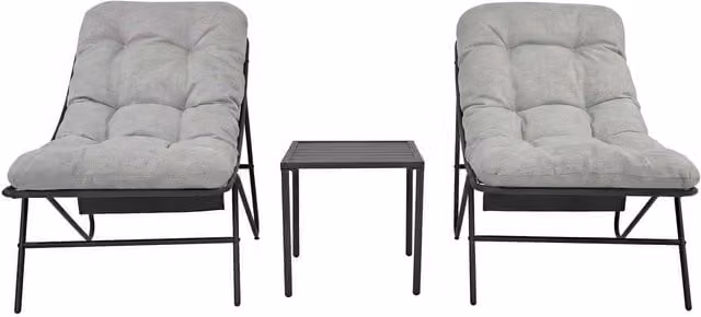 Monstershop Jardi 3 Piece Grey Metal Garden Bistro Set