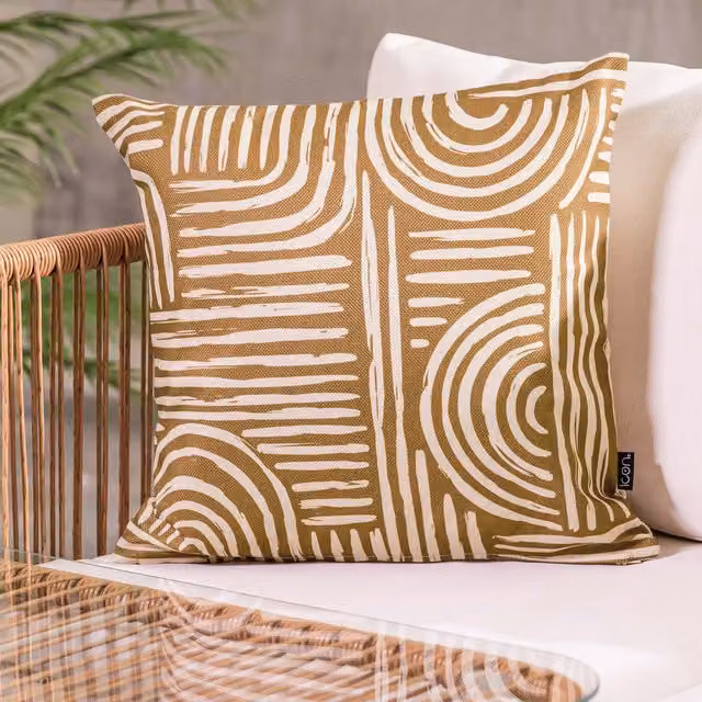 ICON Curve Kyoto Fabric Square Cushion, Brown, W/D/H: 43 x 43 x 43 cm