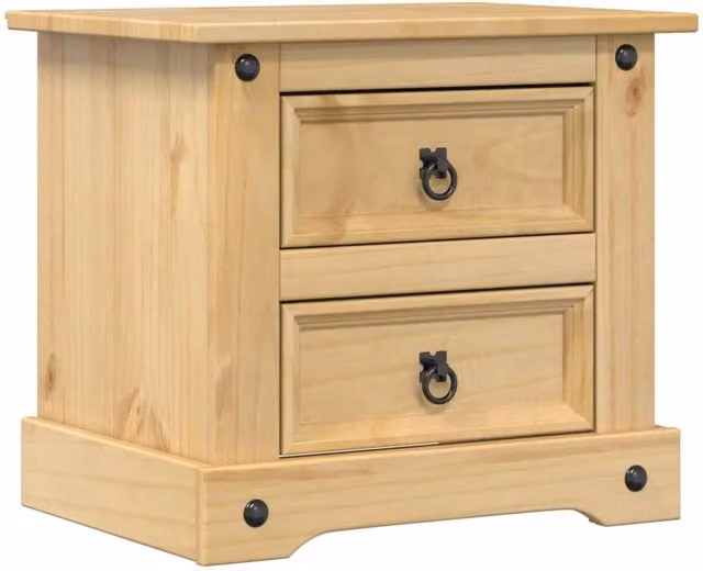 Berkfield Home Corona Bedside Cabinet in Light Brown Solid Pine Wood, W/D/H: 53 x 39 x 50 cm – 1