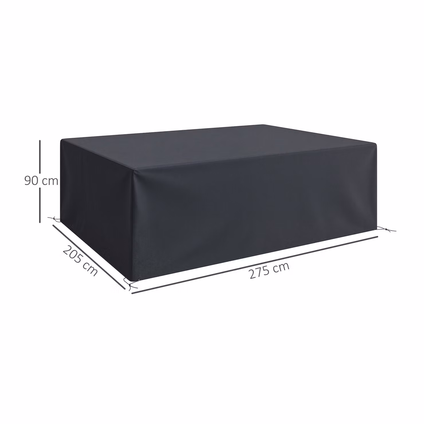 Outsunny 600D Oxford Polyester Outdoor Garden Corner Sofa Set Cover, Waterproof and Anti-UV Protection, Black, W: 205 cm, D: 275 cm, H: 90 cm – 3
