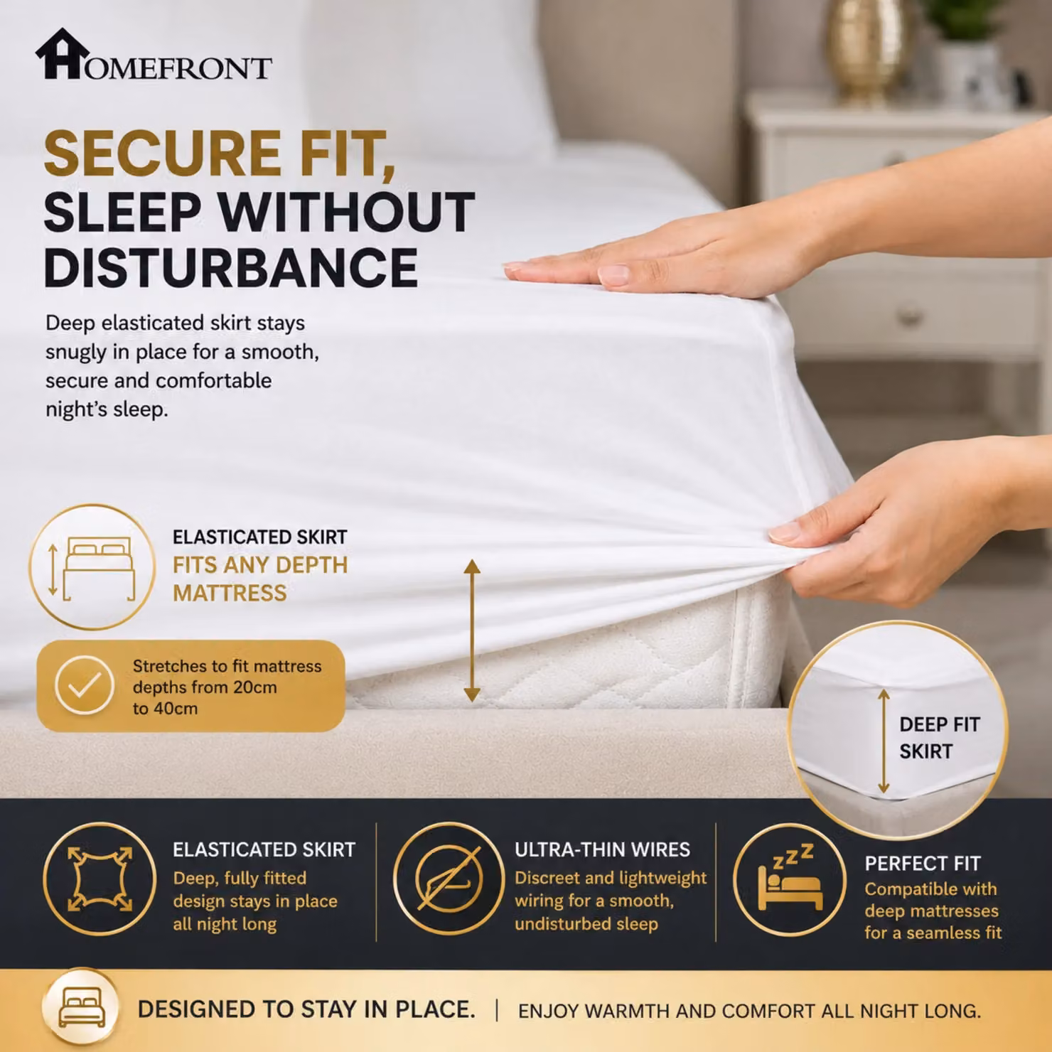 Homefront Electric Blanket Fitted Heated Bed Mattress Cover with Dual Control in White, Size: Super King, 200 x 200 cm – 2