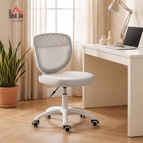 HOMCOM Ergonomic Grey Fabric Office Chair with 360 Degree Swivel and Castors, W/D/H: 52 x 44 x 90 cm – 2