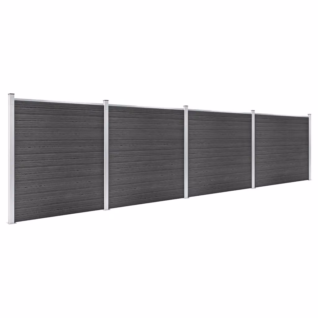 Berkfield Home WPC Fence Panel Set in Black, W: 699 cm, H: 186 cm – 2