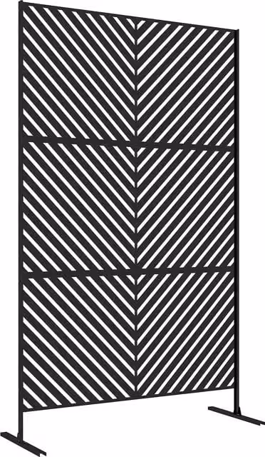 Outsunny Black Metal Decorative Outdoor Privacy Screen and Trellis with Stand, Geometric Modern Design, H: 198 cm, W: 120 cm
