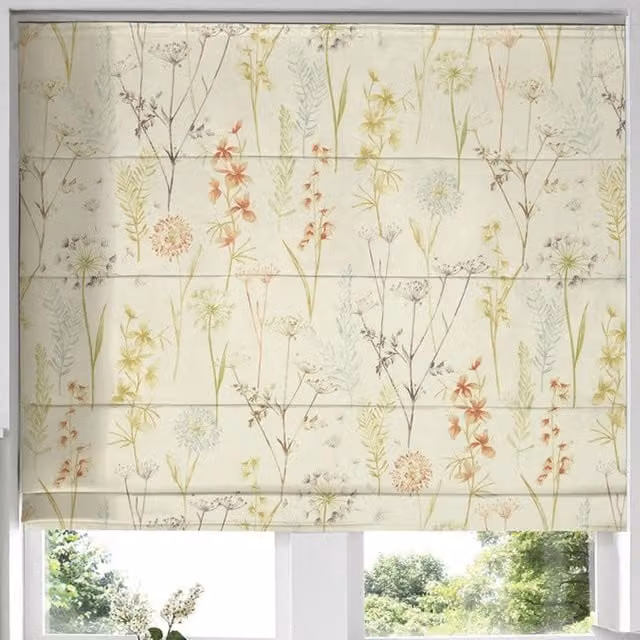 Terrys Wild Flower Made to Measure Blackout Roman Blind in Terracotta Multicolour