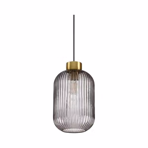 Ideal Lux Mint-1 Modern Indoor Glass Dome Pendant Lamp with Smoked Transparent Glass and Brass Finish, E27 – 1