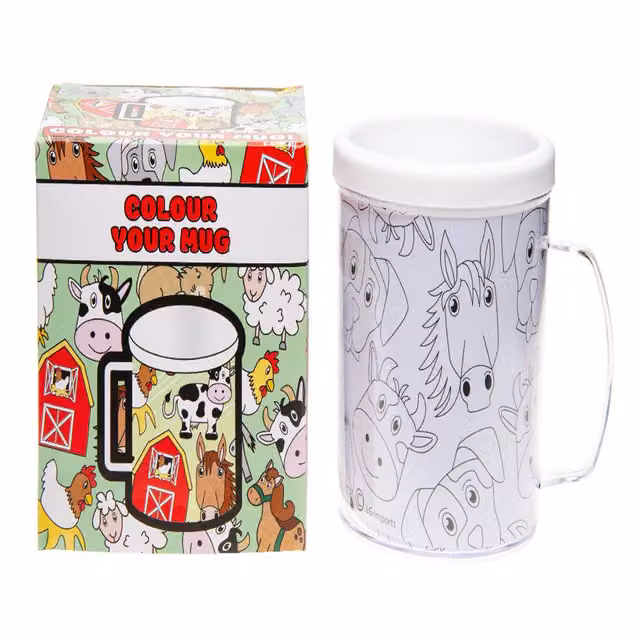 LG-Imports Farm Animals Theme Colour Your Own Mug - White