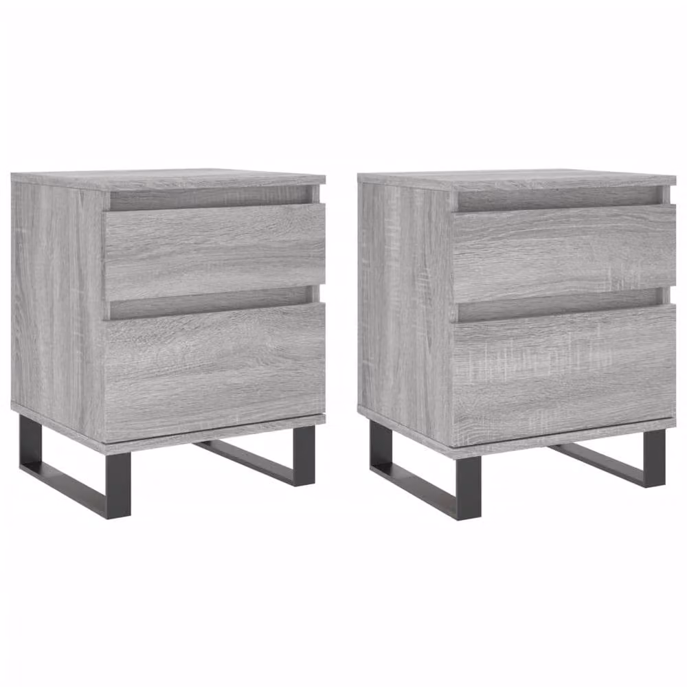Berkfield Home Modern Bedside Cabinets, 2 Piece Set in Grey Sonoma, W/D/H: 40 x 35 x 50 cm – 1
