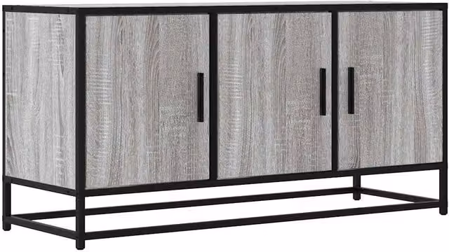Berkfield Home Grey Sonoma TV Cabinet in Engineered Wood and Metal, W/D/H: 100 x 35 x 50 cm – 1