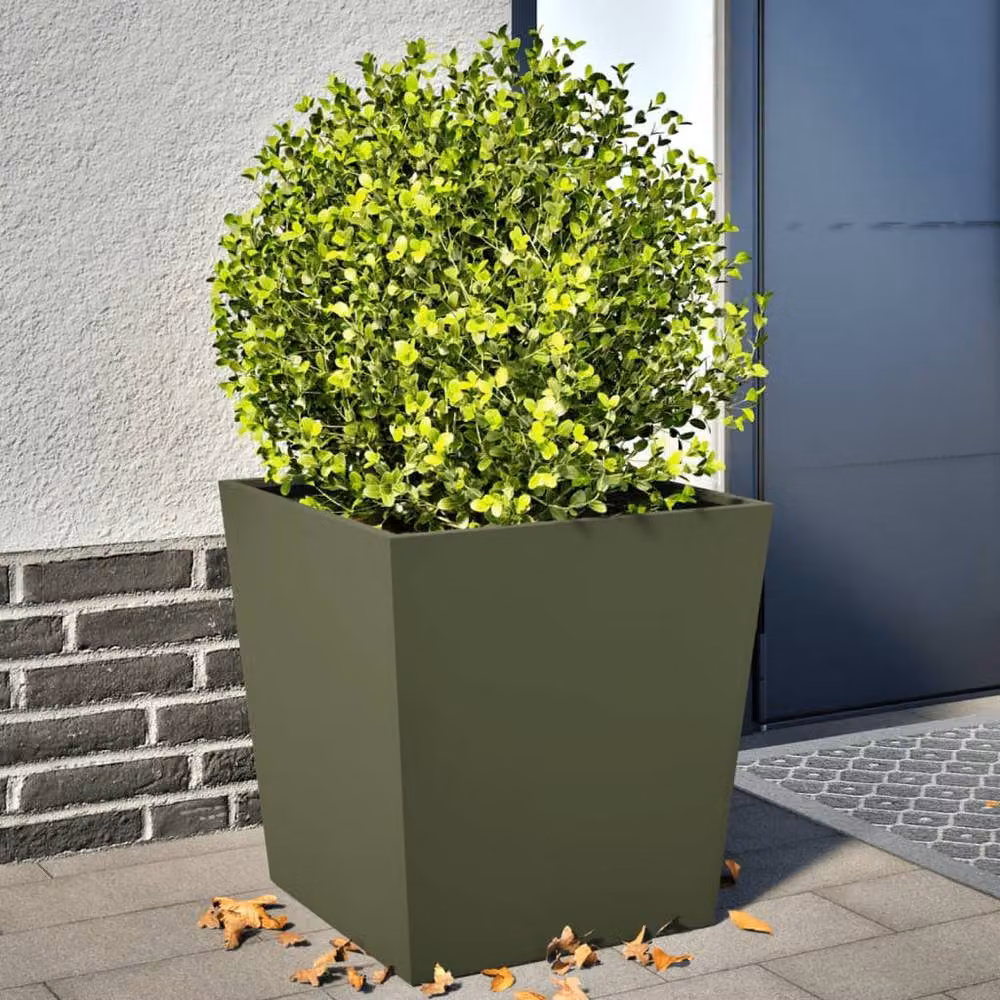Berkfield Home Steel Garden Planter Tubs in Green, 2 Pack, W/D/H: 50 x 50 x 50 cm – 2