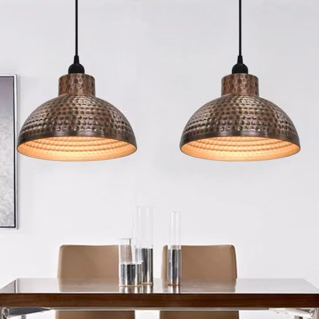 Berkfield Home Set of 2 Semi-spherical Copper Metal Ceiling Lamps – 1