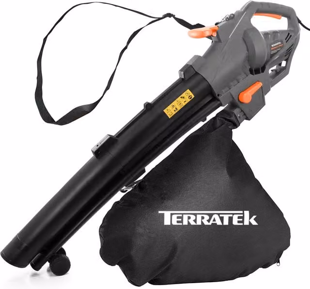 Terratek 3000W Corded Leaf Blower and Vacuum, 3-in-1 Mulcher with 35L Bag, Grey