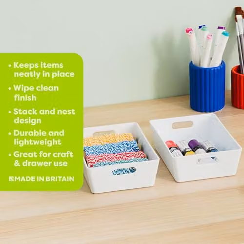Wham Plastic Studio Basket 3.01 Rectangular Storage Basket in White, W/D/H: 16.5 x 12 x 5 cm – 3