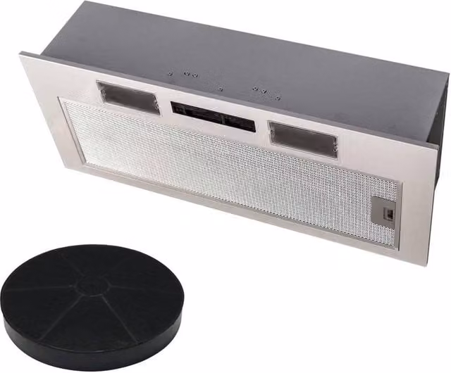 SIA 70cm Silver Built-In Canopy Cooker Hood Extractor Fan with Activated Carbon Filter