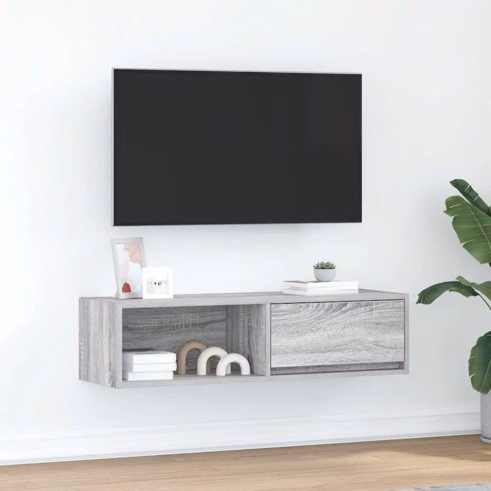Berkfield Home Grey Sonoma TV Cabinet in Engineered Wood W/D/H: 100 x 31 x 25.5 cm – 2