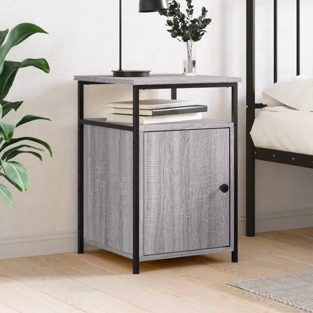 Berkfield Home Grey Sonoma Bedside Cabinet W: 40 cm, D: 42 cm, H: 60 cm