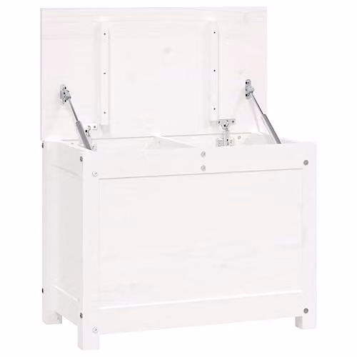 vidaXL White Solid Pine Wood Storage Box with Soft-Close Lid W/D/H: 60 x 32 x 45.5 cm