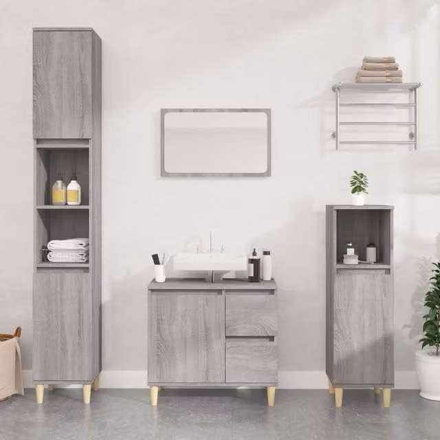 Berkfield Home Grey Sonoma Bathroom Cabinet, W/D/H: 30 x 30 x 190 cm – 1