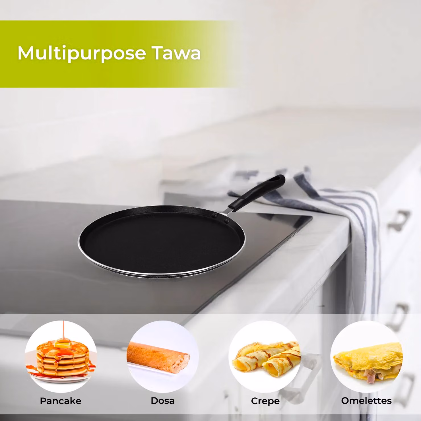 Royalford Non-Stick Crepe Pan and Dosa Tawa in Black – 5