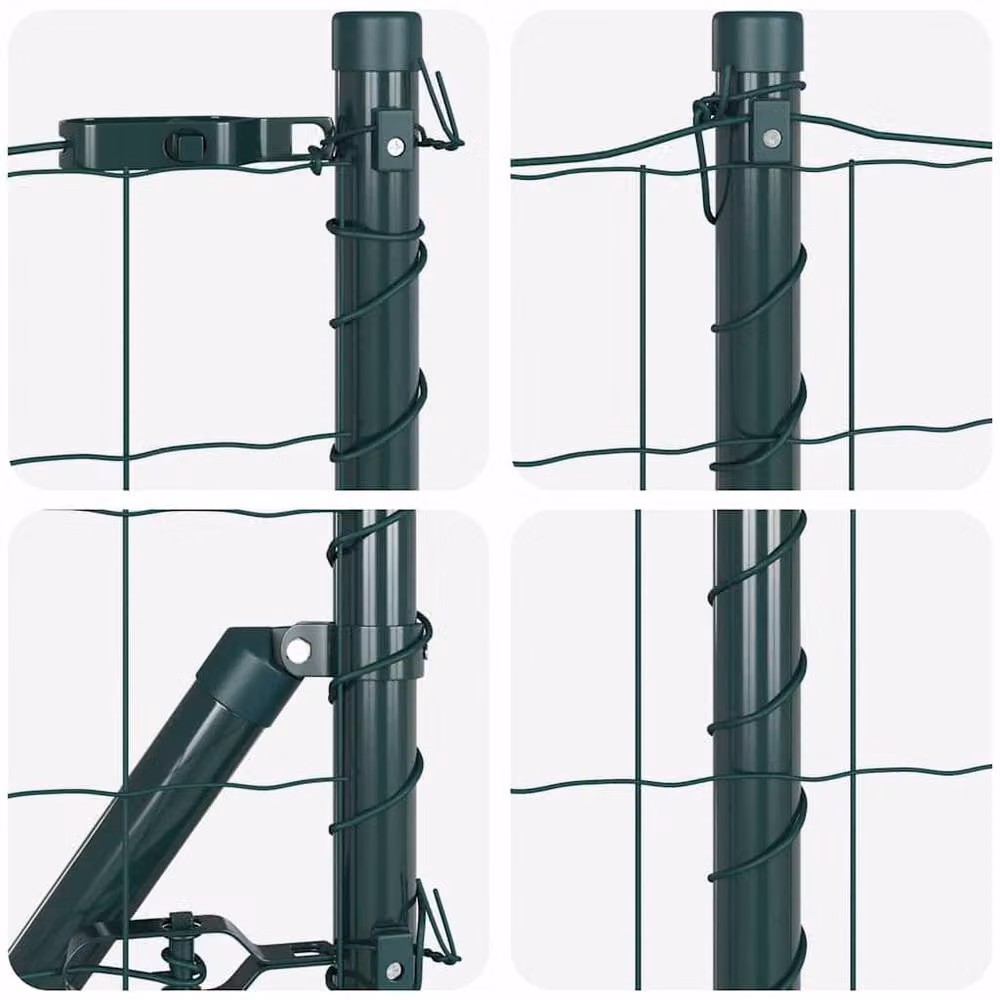 Berkfield Home Euro Fence with 7 Spike Posts, 0.8 x 10 m, Galvanised Steel, Green – 6