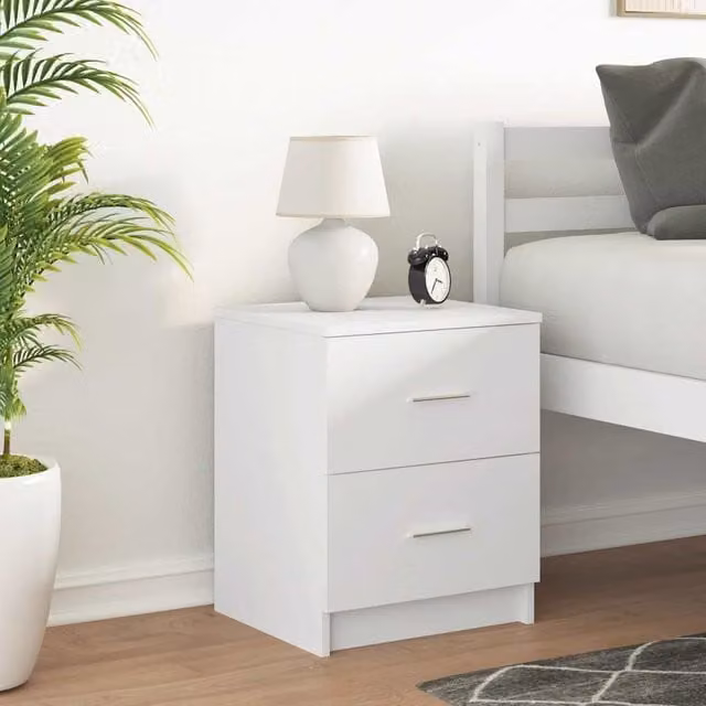 Berkfield Home White Bedside Cabinet with 2 Drawers, W/D/H: 40 x 36 x 50 cm – 1