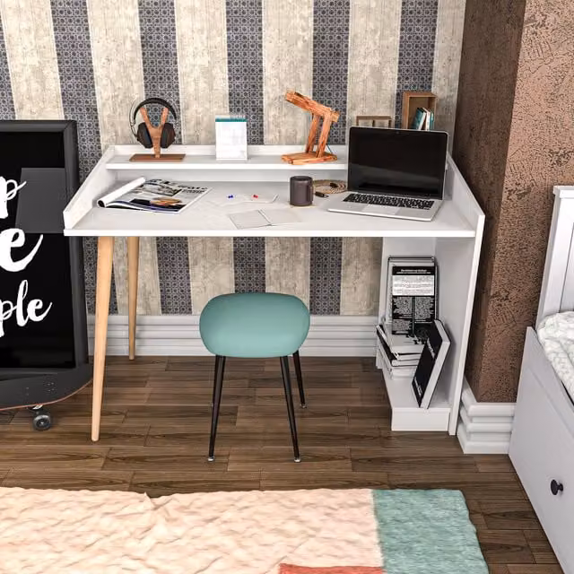 Decorotika Vanessa Writing Desk in Oak and White