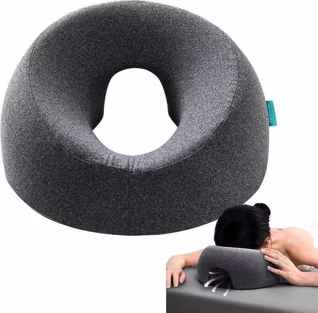PAWNORA Ergonomic Memory Foam Lying Down Pillow with Removable Cover in Grey