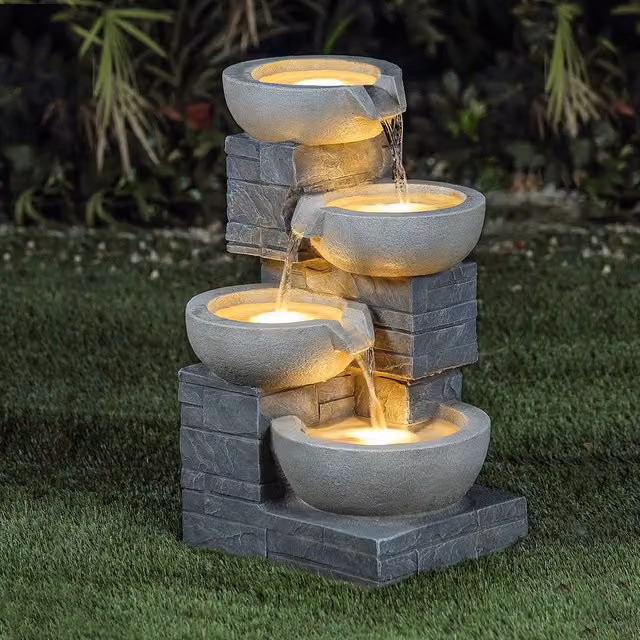 Charles Bentley 4 Tier Cascading Mains Water Feature in Grey – 1
