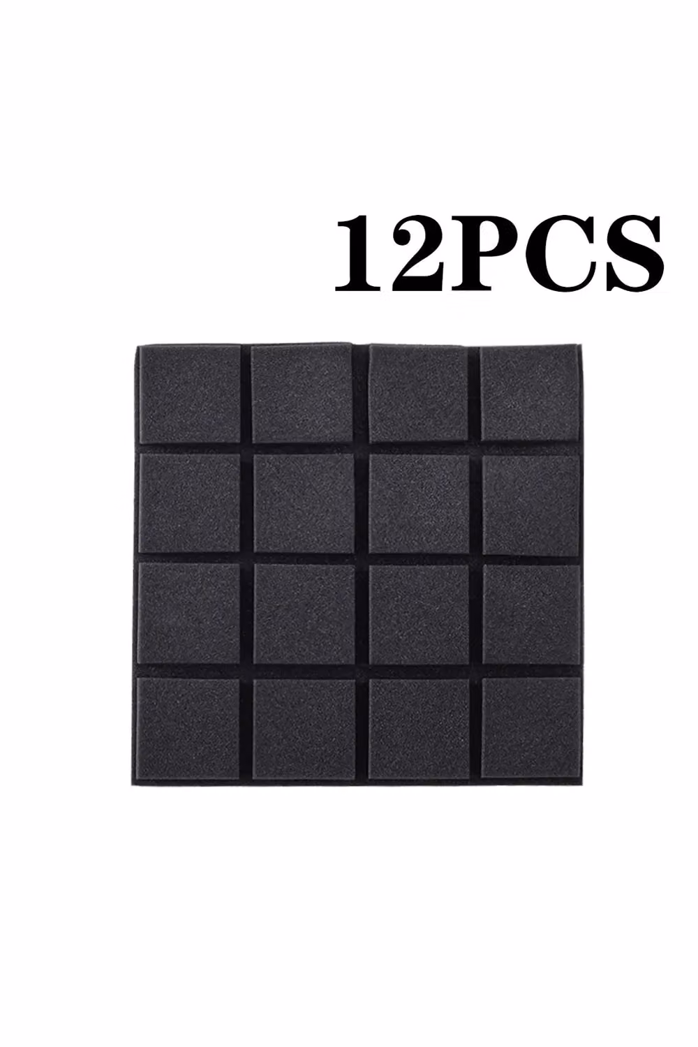 Living and Home 12pcs Acoustic Studio Soundproofing Wall Tiles, Black – 4