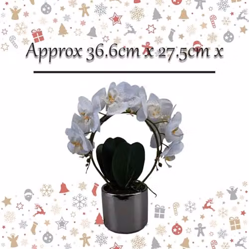VFM e-Store Phalaenopsis Artificial Orchid Potted Plant in White and Beige, H 36.6 x W 27.5 x D 13.2 cm – 2