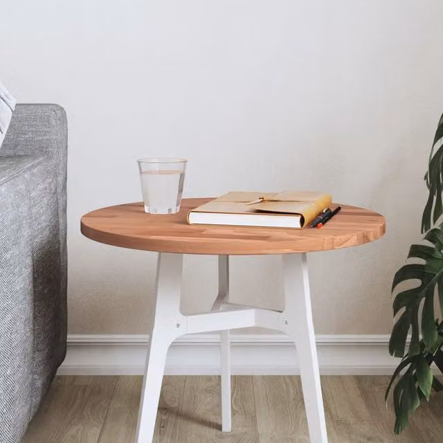 Berkfield Home Round Solid Wood Beech Table Top, Brown, Diameter: 40 cm, Height: 1.5 cm – 1