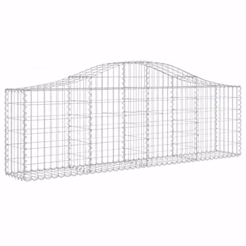 vidaXL 18-Piece Arched Gabion Baskets in Silver Galvanised Steel, W: 200 cm, D: 30 cm, H: 60-80 cm