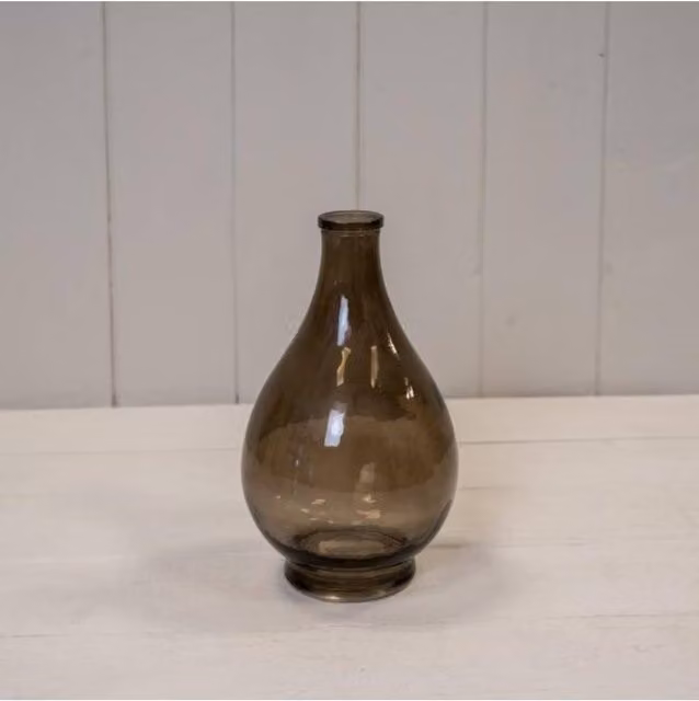 KDMD Medium Round Glass Bud Vase in Warm Grey