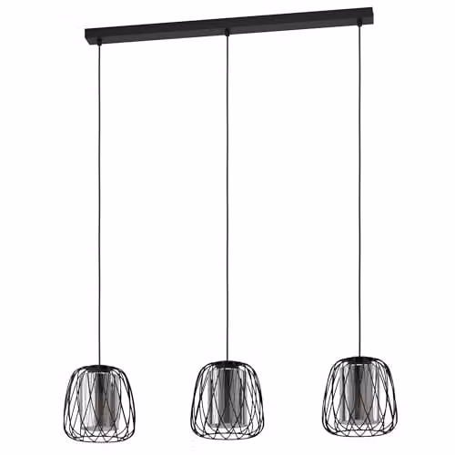 Eglo Floresta Black Modern Cylinder Pendant Light with Transparent Glass and Metal – 1