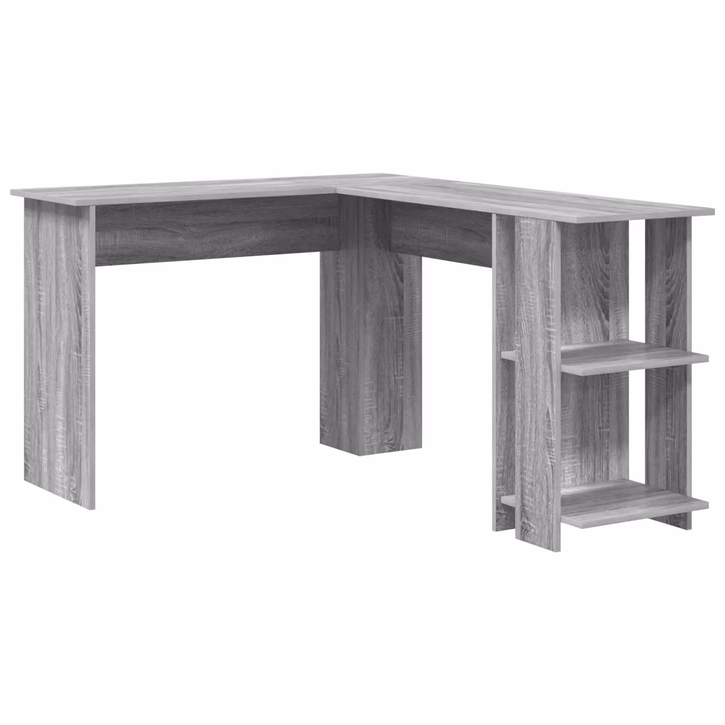 Berkfield Home Corner Desk with Storage in Grey Sonoma, W: 140 cm, D: 113.5 cm, H: 75 cm – 2