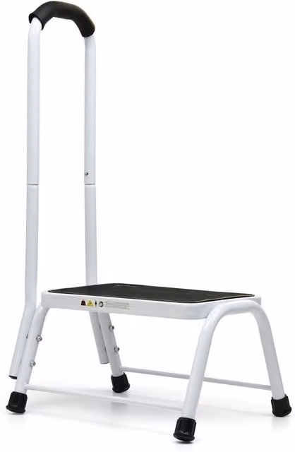 Crystals Non Slip Safety Step Stool Mobility Support Handrail Aid in White