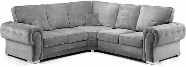 Furniture786ltd Hampton 5 Seater Grey Fabric L-Shape Corner Sofa with Removable Covers and Scatter Cushions