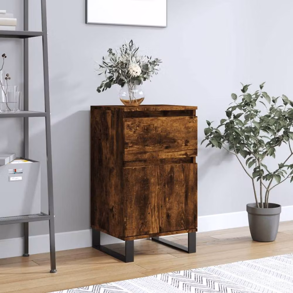Berkfield Home Industrial Sideboard in Smoked Oak and Brown, W/D/H: 40 x 35 x 70 cm – 2