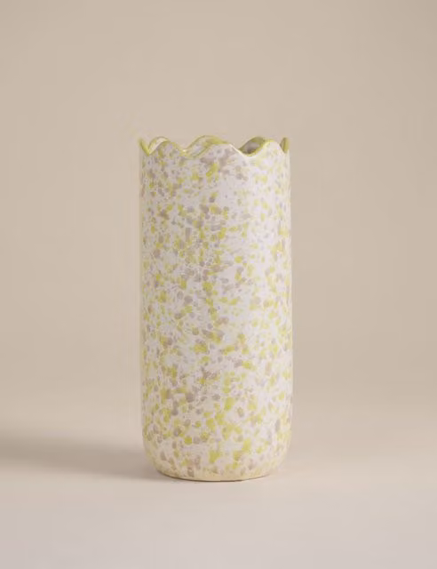 M&S Medium Abstract Splatter Ceramic Tabletop Vase in Multicolour