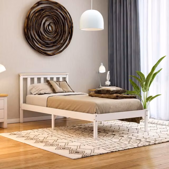 Vida Designs Milan Single Bed Frame in White and Pine, Solid Wood with Rustic Finish, H 82 x W 97 x D 196.5 cm – 3