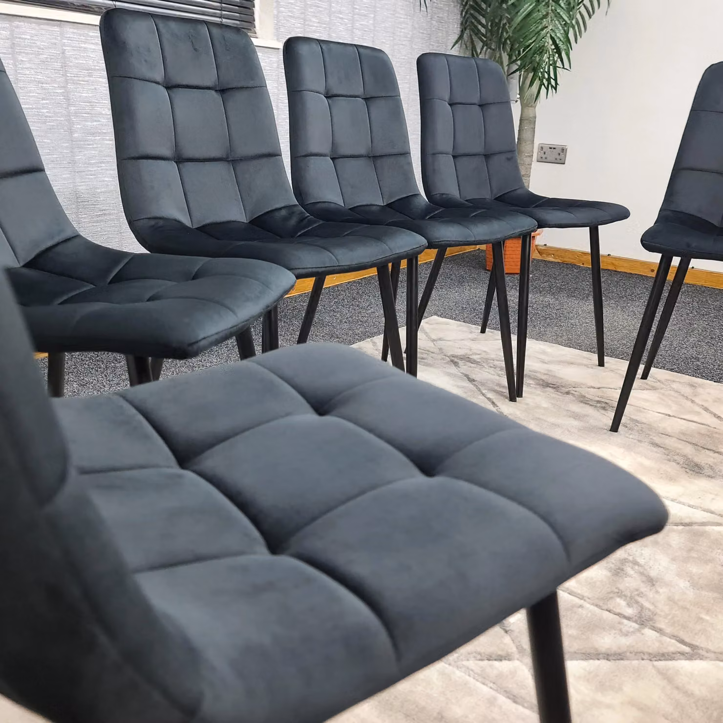 KOSY KOALA Set of 6 Black Velvet Tufted Kitchen Dining Chairs – 3